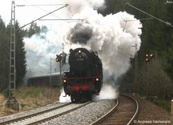 23 058 und ER 20 003 am Schlus bei der fahrt �ber Schwarzwaldbahn am B� Nu�bach 16.3.08