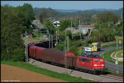 Bild-ID 190000 schm�ckt 151 157 mit FZT 56080 am Km 59,8 der Remsbahn (KBS 786) bei M�gglingen.