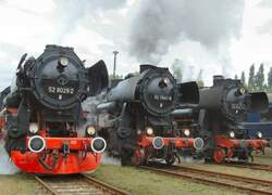 Drei betriebsf�hoge 52er bei der Lokparade in Sch�neweide 2007 bei leider sehr schlechten Wetter
