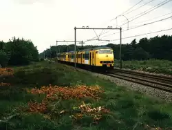 844 und 829 mit Regionalzug 19849 Utrecht-Arnhem bei Ginkel am 30-6-1996.
