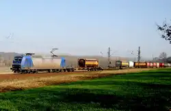 145 CL 204 mit Schweizer Container, am 22.3.12 auf der KBS 485 nach Aachen