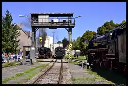 638.1301 der �GEG ist soeben im Bahnpark Augsburg angekommen und wird sich nun zu den anderen Dampflokomotiven 41 018 und 52 8195-1 dazugesellen...
