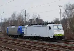 186 150 ex Captrain am 24.3.2013 in Herzogenrath, Burgrode �ber den Lok´s