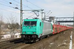 185 611-1 mit Autozug (VW) am 26.03.2013 in Brandenburg/Havel