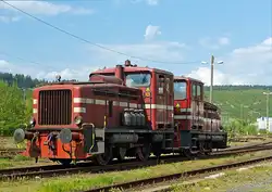 Die Westerwaldbahn (WEBA) Lok 1 und 3 (V 26) am 06.05.2013 in Scheuerfeld/Sieg.