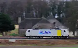 Solofahrt mitgezogen (Panning), 185 637-6 der RurTalBahn (Railpool)auf der KBS 485 bei Rimburg am 10.2.2014, in Richtung Aachen