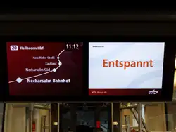 Fahrgastanzeige in einen neuen AVG Bombardier Flexity Swift am 04.12.14