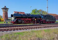 Die Lok 03 2155 beim Rangieren auf dem Bahnhof Löcknitz.
