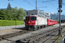 Regio nach Scuol-Tarasp mit Ge4/4 II 624(Werbeträger für 50000 RhB Facebook Fans)Landquart 28.05.15