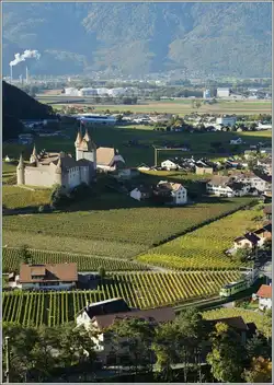 Die ASD Regionalzug von Diablerets kurz vor dem Ziel in Aigle.