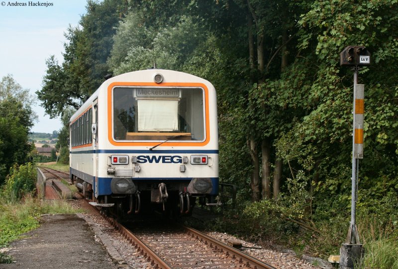 VT 120 der SWEG als SWE70716 (Aglasterhausen-Meckesheim) in Neckarbischofsheim Nord 31.7.09