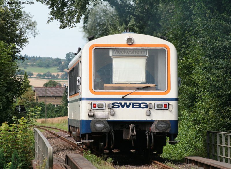 VT 120 der SWEG als SWE70716 (Aglasterhausen-Meckesheim) in Neckarbischofsheim Nord 31.7.09