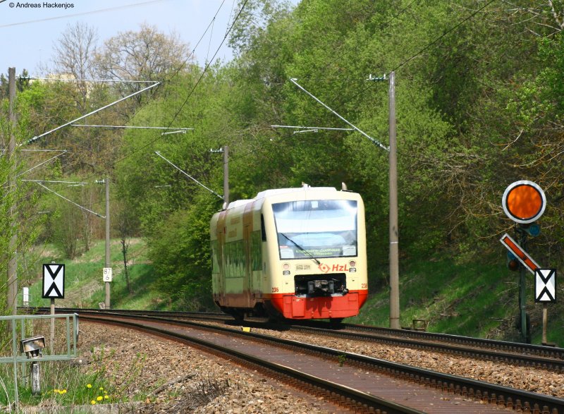 VT 236  Schwarzwald-Baar-Kreis  der HzL als HzL85855 (Brunlingen-Zollhaus-Blumberg) am Evsig Villingen 01.05.09