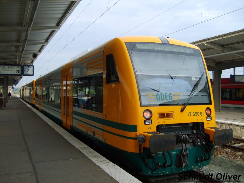 VT 650.61 der Ostdeutschen Eisenbahn GmbH (ODEG) in Berlin Lichtenberg