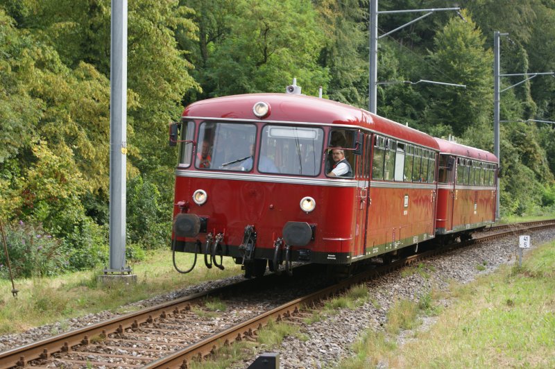 VT 96 der DDM bei als Sonderzug aus Wldshut kommend, Steuerwagen voran, aufgenommen am 22.08.2009 anlsslich der 150 Jahrfeier Turgi - Koblenz - Waldshut.