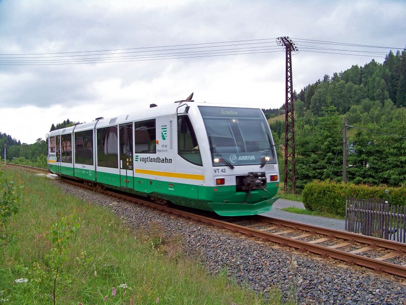 VT42 als VBG83115 in Zwota-Zechenbach, 29.6.09.