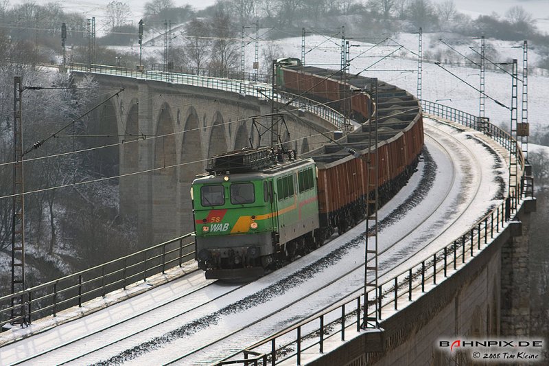 WAB 58 am 23.11.2008 bei Altenbeken. www.bahnpix.de