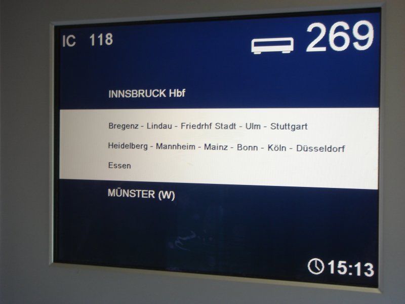 Wagen 269 vom InterCity 118 von Innsbruch Hbf nach Mnster (Westf). Aufgenommen am 25.08.07