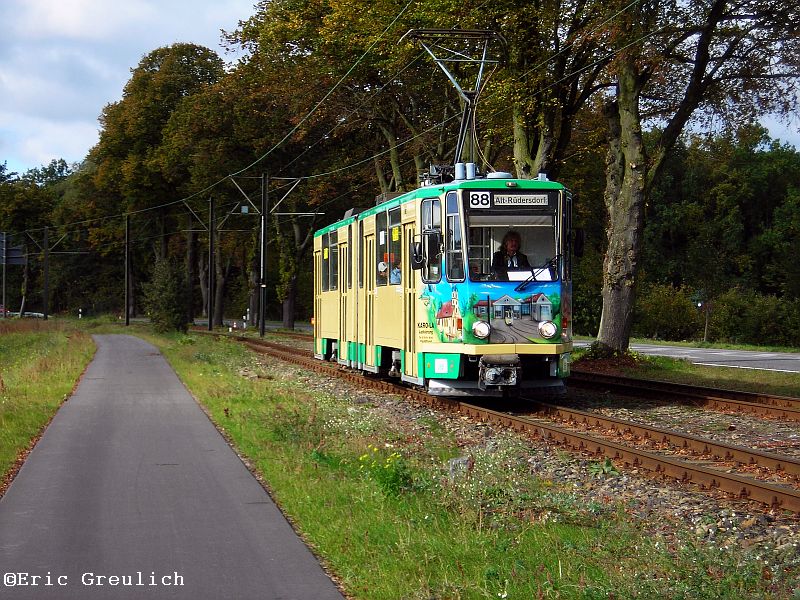 Wagen21 (ex KT4D aus Cottbus) der Schneicher Straenbahn in Berkhof