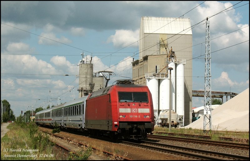 Wegen Bauarbeiten umgeleiteter EC241 Hamburg-Altona - Krakau in Hennersdorf, 17.06.08.