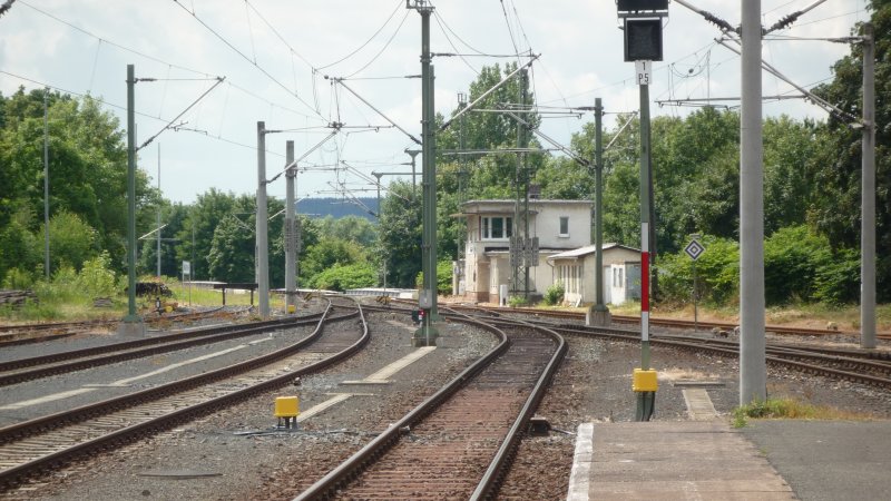 Weichenanlage von Sonneberg in Richtung Westen fotografiert.