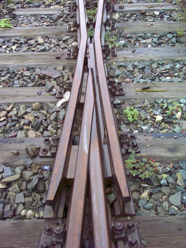 Weichenherzstck, aufgenommen am 26.09.2005 im Bahnhof Oberhof.