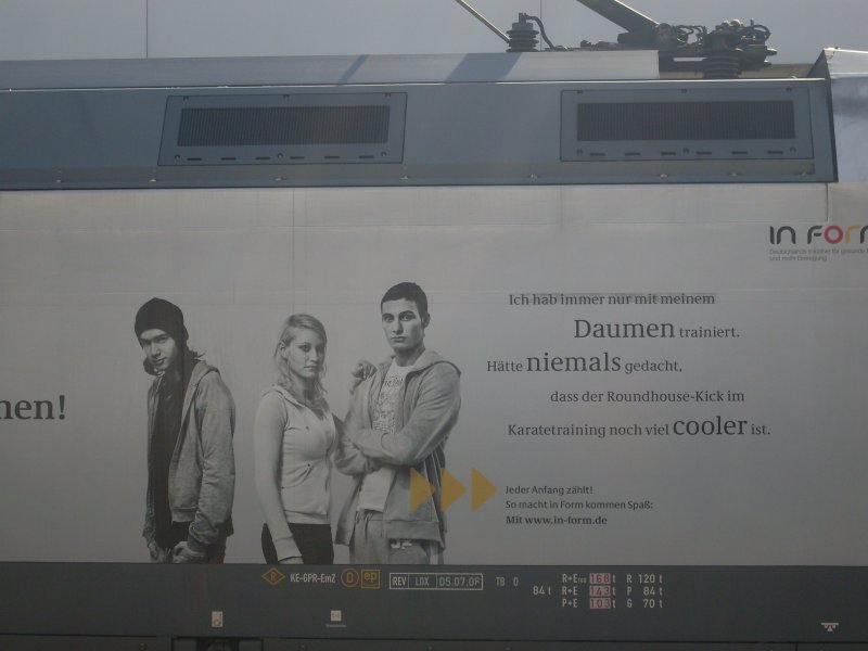 Werbeansicht der 101 034 IN Form von der Deutschen Bahn AG 