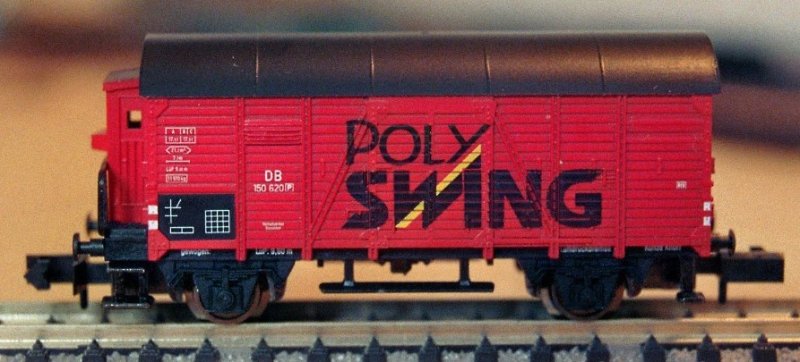 Werbewagen  PolySwing ( AR 4411-11 )von Arnold fr einen Dsseldorfer Modellbahn Hndler hergestellt 