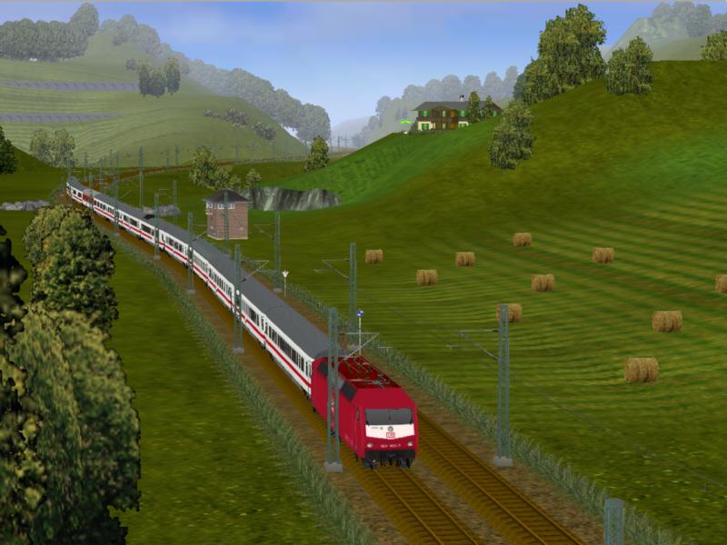 Wieder ein neues Bild einer fiktiven Anlage, welche sich im Baustadium befindet. Hier die DB 120 mit ICE-Waggons.