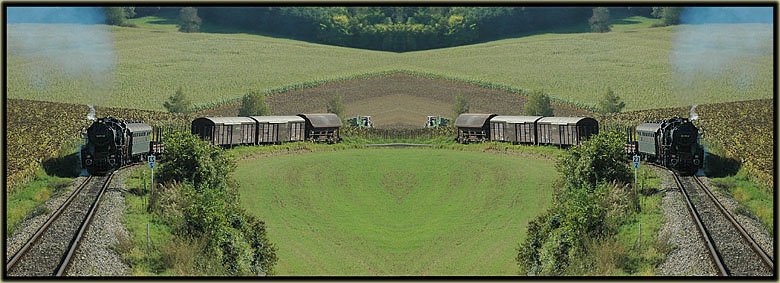 Wieder einmal eine kleine Spielerei mit Photoshop. 52.7612 mit dem IGE Sonderzug R 16634 (Korneuburg-Ernstbrunn) am 23.9.2006 kurz nach Grossrussbach im Weinviertel.