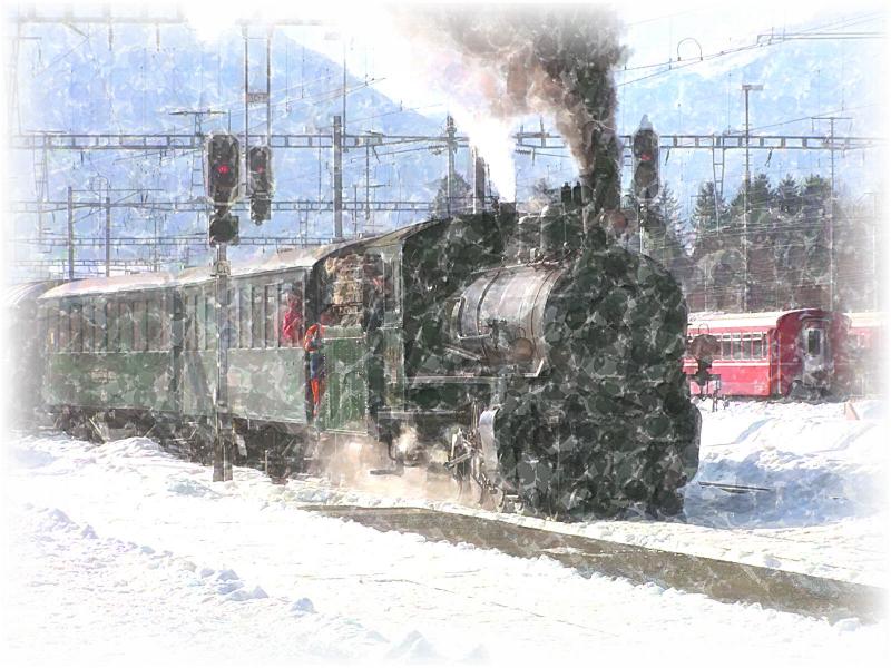 Winterdampf bei der RhB.Dampfzug am 06.02.05 in Landquart