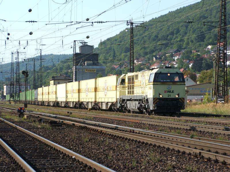 WLE 21 an einem Sommertag mit dem Bierzug in Gem�nden am Main.   www.bahnforumfranken.de.vu
