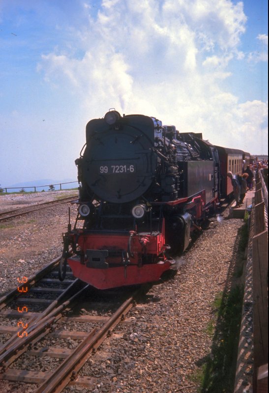 Zug der HSB auf dem Brocken, dig. Dia von 1993