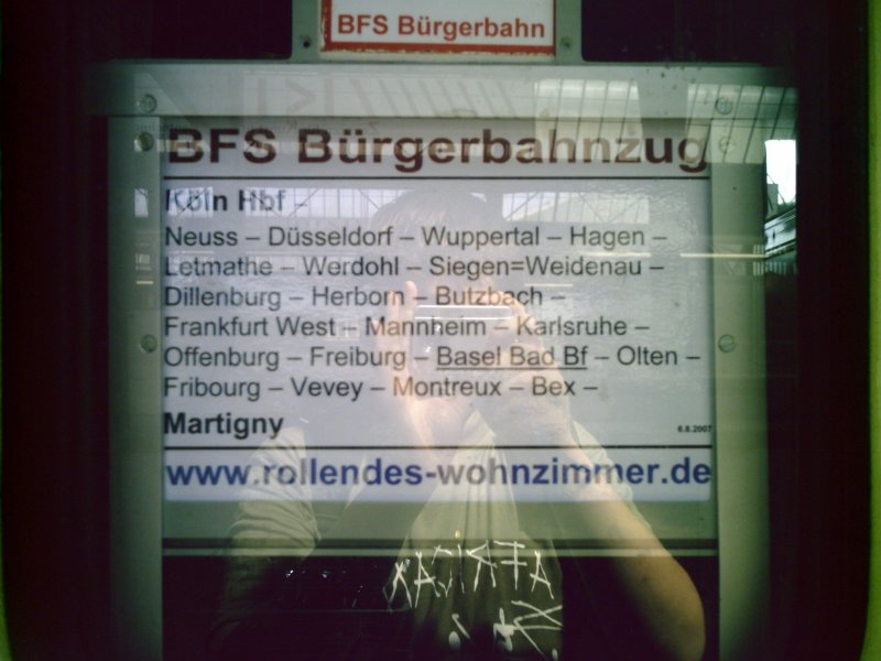 Zug Ziel anzeige eines Sonderzuges