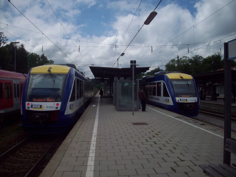 Zugkreuzung der BRB in Geltendorf. 16.05.09
