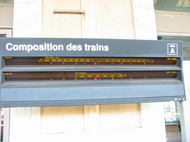 Zuglaufanzeiger von Beziers Plattform A am 23.8.2005