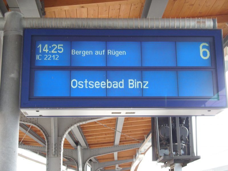 Zugzielanzeiger am 07.April 2009 in Stralsund.