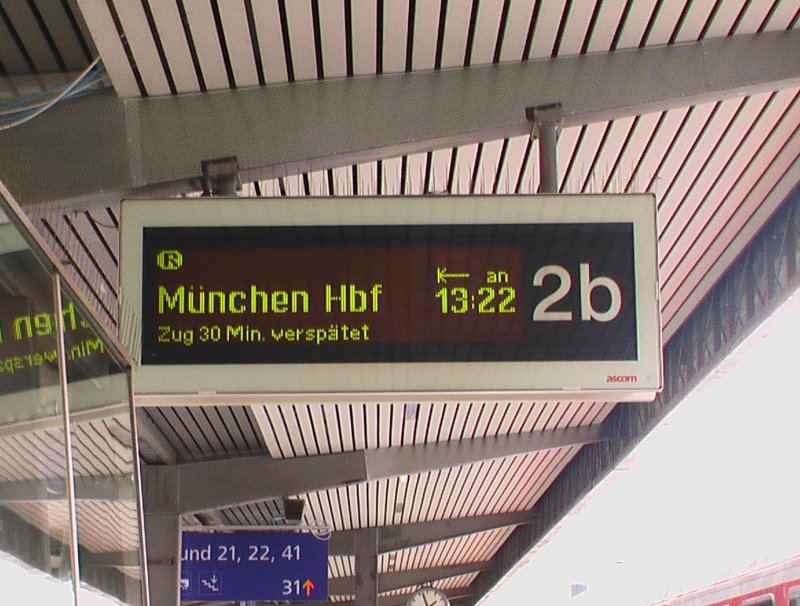 Zugzielanzeiger Bahnhof Innsbruck in Tirol
Aufgenommen am Dienstag, 22.08.2006