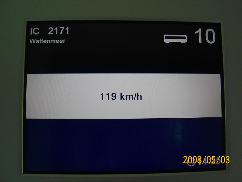 Zugzielanzeiger im IC 2171 von Westerland nach Frankfurt (M)Hbf am 03.05.08.
