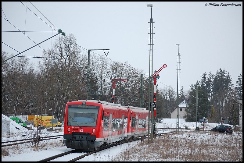 Zwei 650er bildeten am 22.03.08 RE 22518 von Ulm Hbf nach Ellwangen, aufgenommen beim Verlassen des Goldshfer Regionalbahnhofs Richtung Norden.