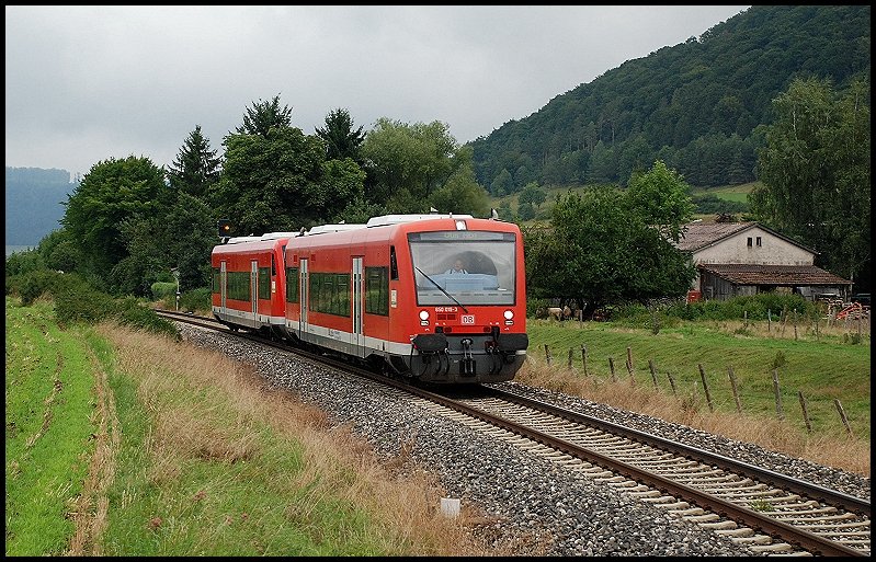 Zwei 650er sind nach Ulm Hbf unterwegs. Aufgenommen am 15.August 2008 bei Oberkochen.