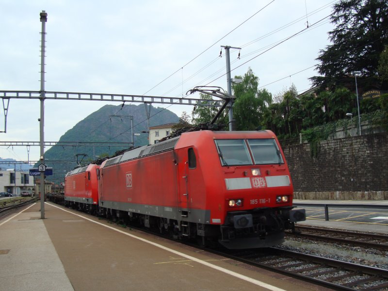 Zwei BR 185 mit GZ in Lugano am 27.06.2008 