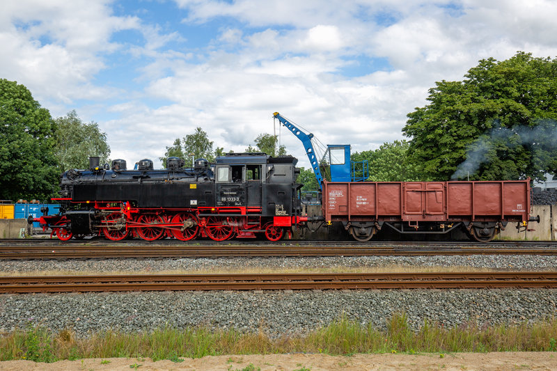 Postkarte Reitzenhain 1990 Güterzug-Dampflokomotiven 86 1333 u 86 1049 der DR 