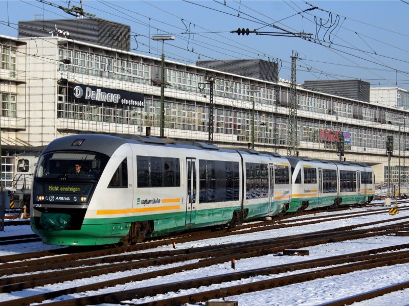 Zwei Desiros der Vogtlandbahn am 09.01.2009 bei einer Rangierfahrt in Regensburg Hbf. 