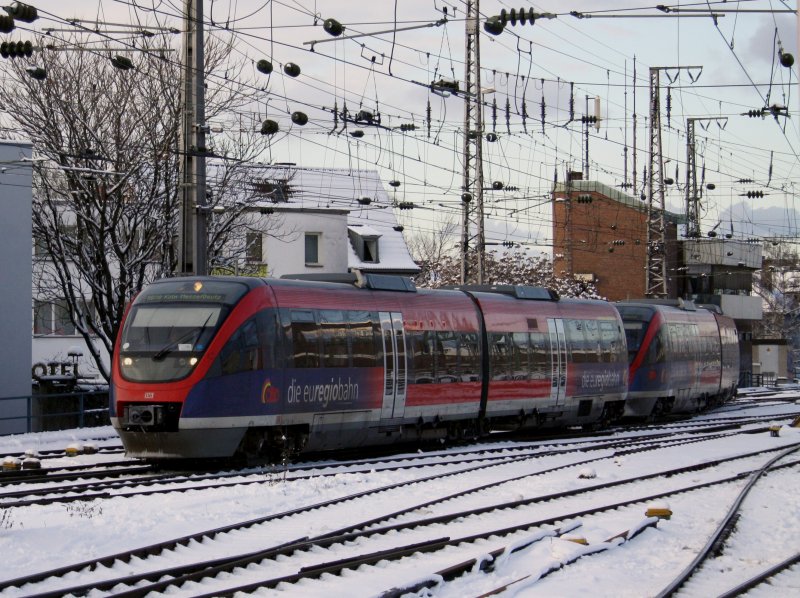 Zwei Euregiobahn Talents am 05.01.2009 bei der Einfahrt in den Klner Hbf. 