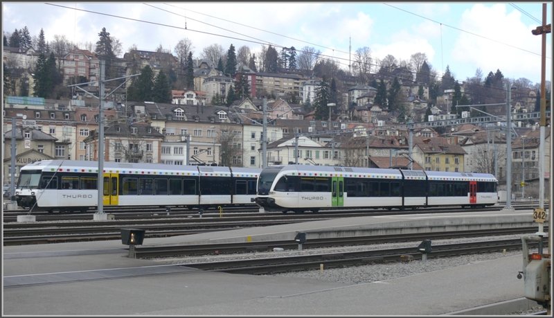 Zwei Generationen GTW der Thurbo in St.Gallen. (20.03.2009)