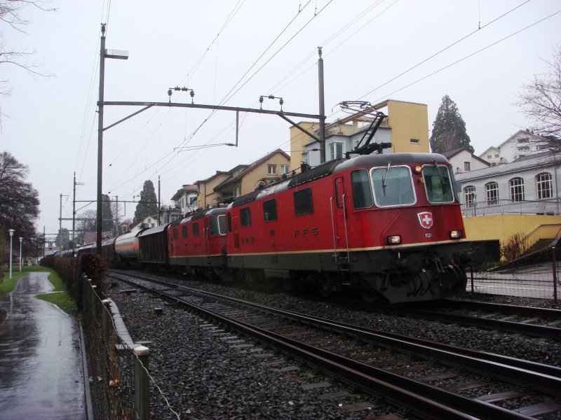 Zwei Re 4/4 II mit GZ bei Horgen am 17.03.2008