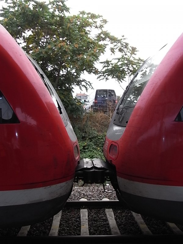 Zwei Triebwagen der Baureihe 612 warten am 20.9.2009 auf ihre Weiterfahrt nach Frankfurt(Main)HBF.