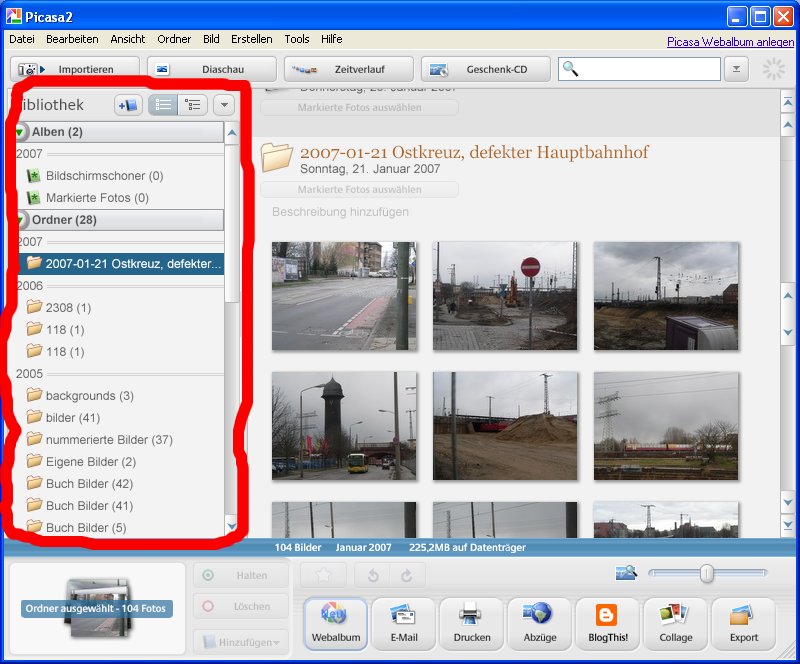 Picasa Medienbibliothek