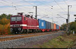 143 931-4 (243 931-3) transportiert Container in Magdeburg Herrenkrug Richtung Magdeburg-Neustadt.